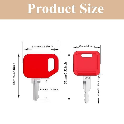 Heavy Equipment Ignition Keys, 5Pcs AT195302 AR51481 + 5Pcs H800 Keys, Replaces 1200 210C 210LJ AT194969 AT147803 4286465, Fits John Deere Hitachi Kioti Loader Backhoe Excavator Dozer Tractors