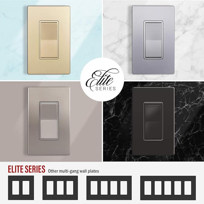 ENERLITES Elite Series Screwless Decorator Wall Plate Child Safe Outlet Cover, Gloss Finish, Size 1-Gang 4.68" H x 2.93" L, Unbreakable Polycarbonate Thermoplastic, SI8831-GD, Gold