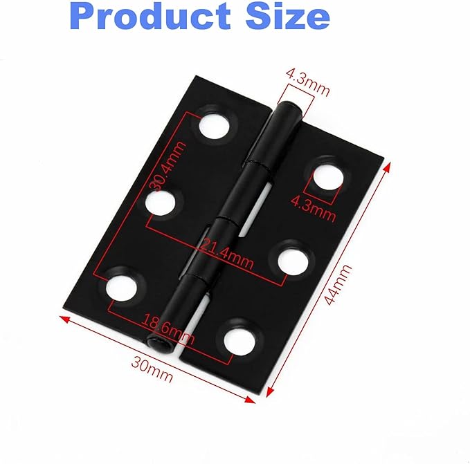 20 Pack 2 Inch Small Stainless Steel Door Hinges - Black Folding Hinges for Windows, Cabinets, Furniture, Home Hardware with Mounting Screws (56x35mm)