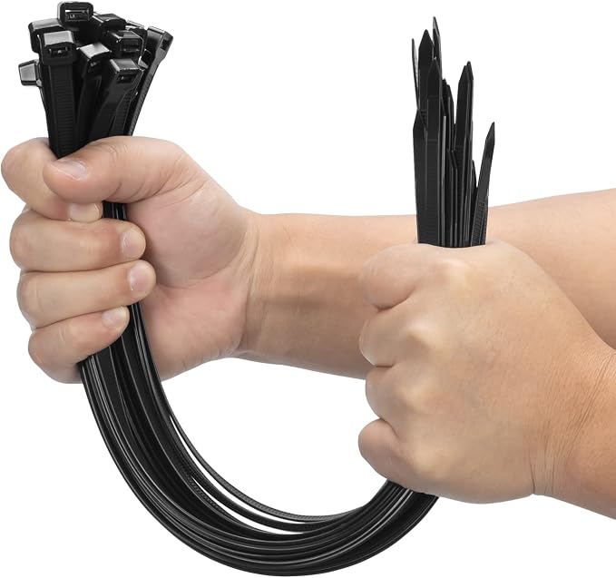 XINGO 16 Inch Black Large Zip Ties Heavy Duty 100 PCS,200 LBS Ultra Strong Plastic Wire Ties, Large Cable Ties Extra Long Tie Wraps,Indoor and Outdoor UV Resistant