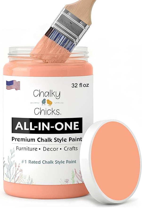 Chalky Chicks 32 Fl Oz Matte Gingers Blush Pink (Blush/Orange)Chalk Paint for Furniture Without Sanding, No Prep Furniture Paint No Sanding All in One for Crafts, Wood, Walls, Cabinet, Metal, Dresser
