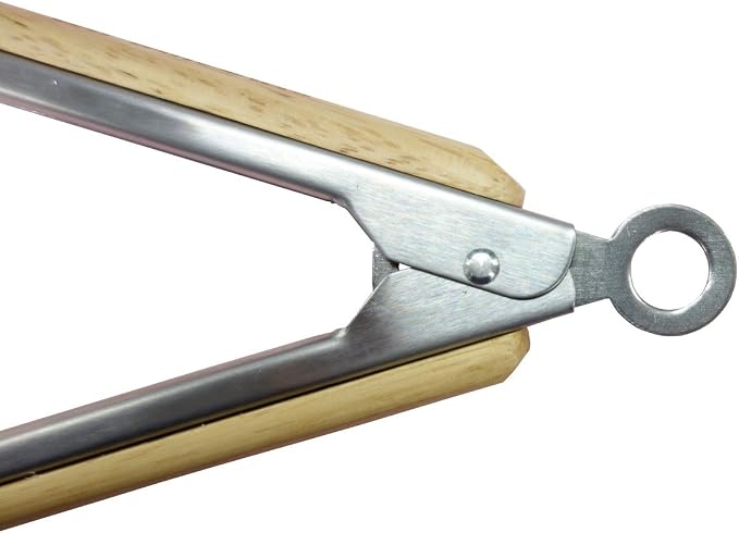 Captain Stag UG-3228 / UG-3231 / UG-3273 Outdoor BBQ Tongs, Wood Grip, Stainless Steel, Stopper Included