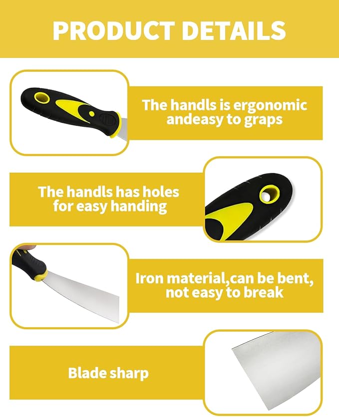 5 PCS Putty Knife, 2 Inch Spackle Knives, Stainless Steel Paint Scraper for Repairing Drywall, Removing Wallpaper, Mud, Plaster Scraping, Applying Putty
