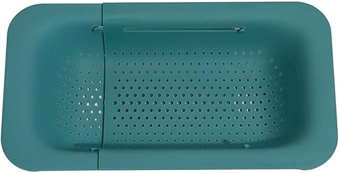 Draining rack Foldable Sink Filter Rectangular Plastic Drain Basket for Draining Pasta and Cleaning Fruits and Vegetables (Green/Pink) Sink Strainer Basket(Green)