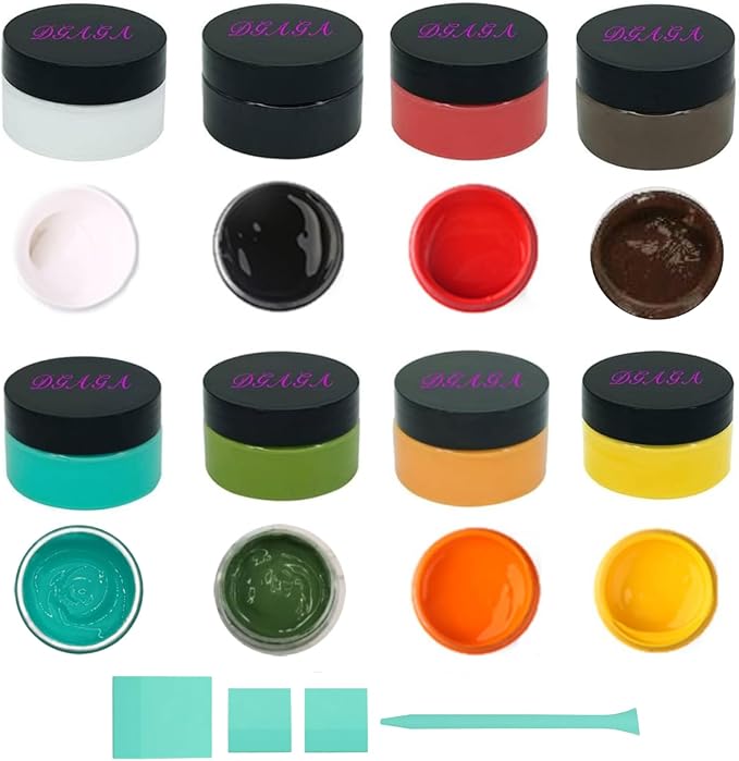DGAGA 12PCS Chalk Paste with Mini Squeegees,Screen Printing Ink,Chalk Paste Paint for Stencils,Self Adhesive Silk Screen Stencils Paste Starter Kit,Chalkboard Paint for Craft DIY Home Art 50g/Jar