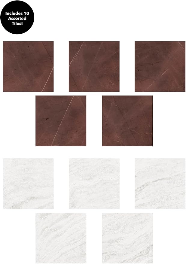 FloorPops x Chris Loves Julia Bonneville Oxblood Peel and Stick Floor Tiles, FP6333