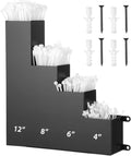 Cable Zip Tie Storage Holder Rack Metal Zip Tie Organizer Wall Mount Pockets with Screws for Workshop Shed Garage Home Ties, Ties and Tools Not Include (Black,10 x 9.5 Inch,4 Pockets)