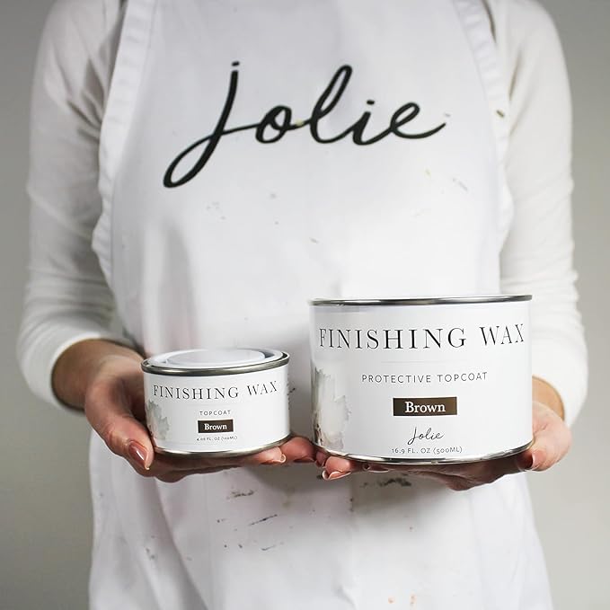 Jolie Finishing Wax - Protective topcoat Paint - Use on interior furniture, cabinets, walls, home decor and accessories - Odor-Free, Non-Hazardous - Brown - 120 ml
