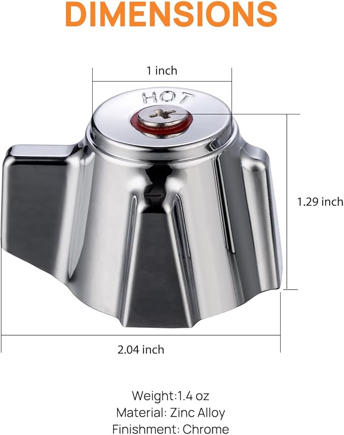 Metal Hand Wash Sink Faucet Handle, Commercial Faucets Parts Replacement Knob Handle, A Pair of Hot and Cold Knob Handles