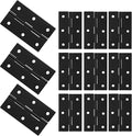 12pcs Butt Hinges Black Door Hinges, 2.87" x 1.73" Cabinet Door Hinge, Flat Folding Box Hinges for Jewelry, Wooden Box, Small Cupboard Furniture Hinges