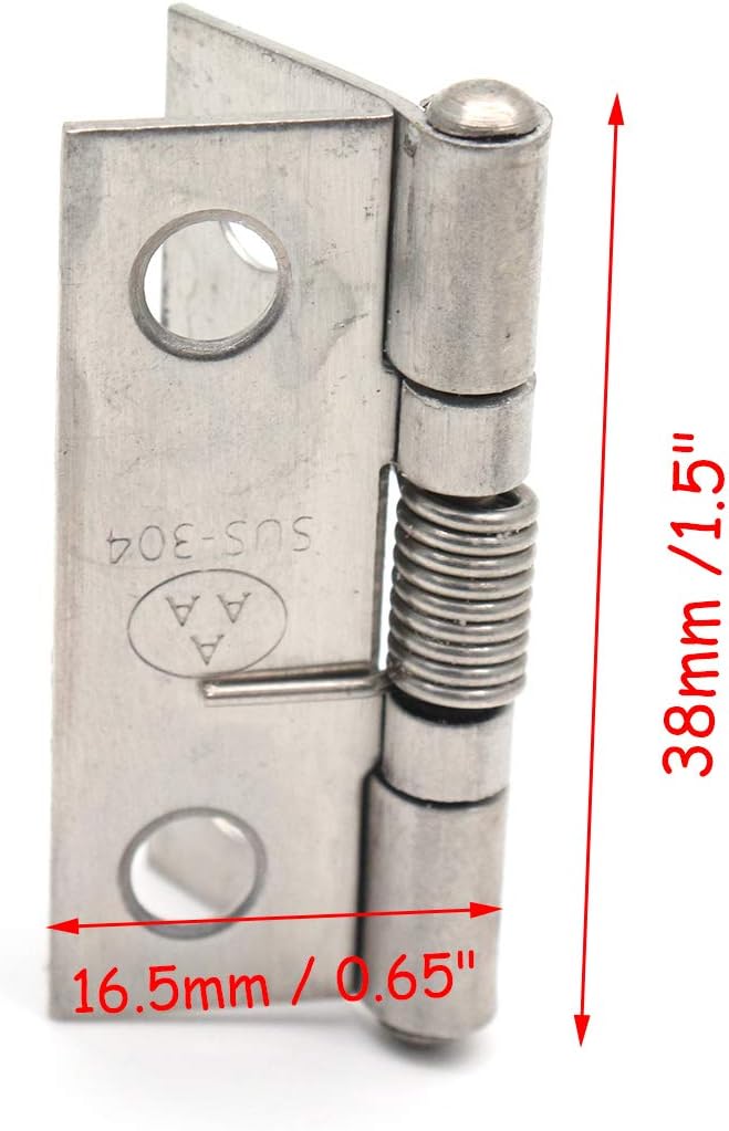 Spring Hinge Self Opening 1.5 Inch Length Stainless Steel Hinge - 4pcs