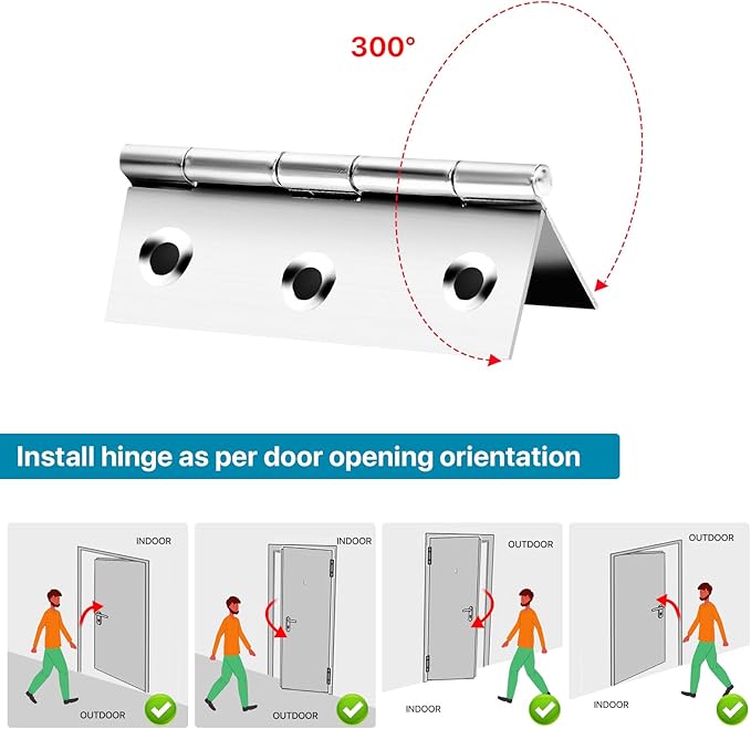 Stainless Steel 3 Inch Folding Hinges for Furniture Door Window Case Lid and Wooden Box Chest, Pack of 4