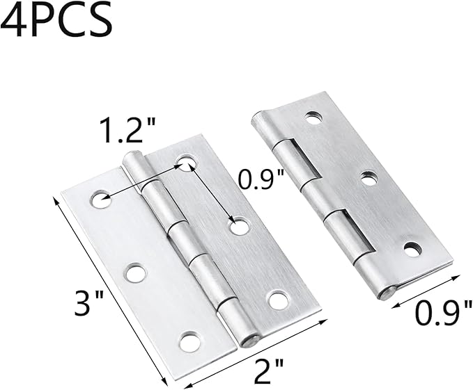 MY MIRONEY 3-Inch Long Hardware Door Hinges Stainless Steel Thickened Hinges Folding Cabinet Butt Hinges for Cabinet Gate Closet Jewelry Box Pack of 4