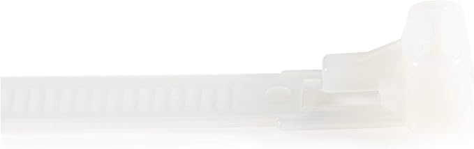 StarTech.com 10"(25cm) Reusable Cable Ties - 1/4"(7mm) Wide, 2-1/2"(65mm) Bundle Dia. 50lb(22kg) Tensile Strength, Releasable Nylon Ties, Indoor/Outdoor, 94V-2/UL Listed, 100 Pack - White, TAA