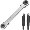 HVAC Service Wrench, Refrigeration Wrench With 2 Pcs HVAC Hexagon Bit Adapter, Premium AC Tools for HVAC, Refrigeration Equipment Repair (3/16”, 1/4”, 5/16”, 3/8”)