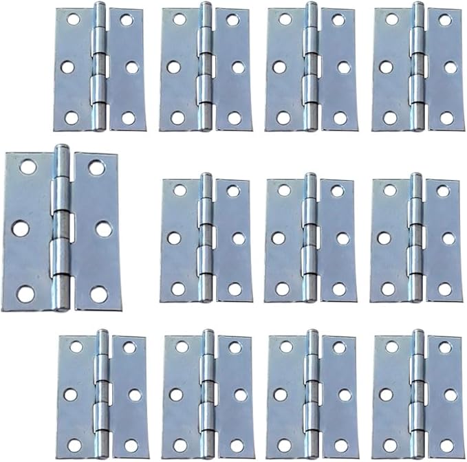 QCAA Narrow Butt Utility Hinge, Swaged, with Removable Loose Pin for Cabinet Door or Box Hinge, 2-1/2" x 1-3/4" x 1.4mm, Zinc Plated, 12 Pack, Made in Taiwan