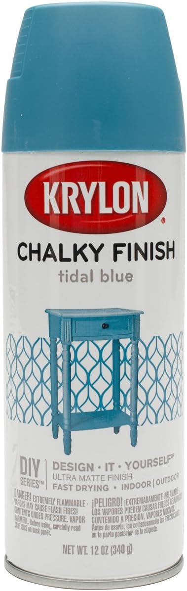 Krylon K04111000 Chalky Finish Spray Paint, Tidal Blue, 12 Ounce
