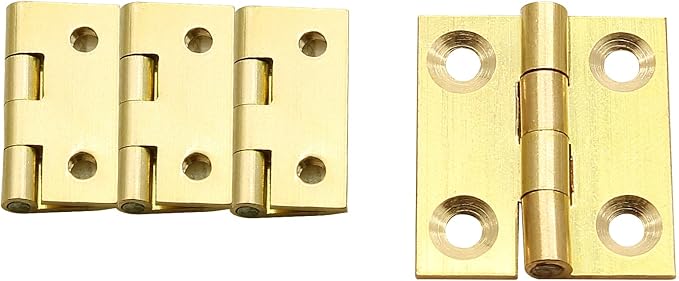 8Pcs 1 Inch Brass Butt Hinges, Gold Jewelry Box Hinges Small Cabinet Hinges Square Door Hinge Folding Craft Hinge Heavy Duty for Furniture Cupboard Drawer