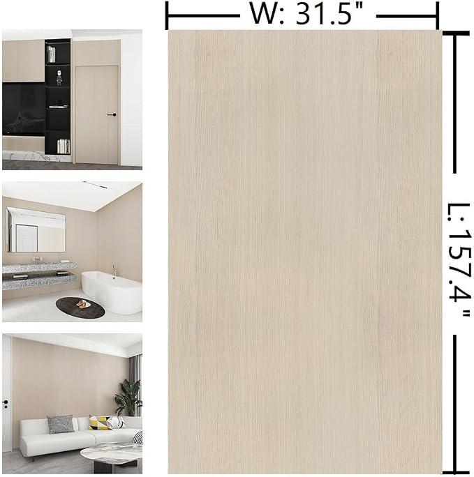 31.5"x157" Large Size Peel and Stick Wallpaper Beige Wood Contact Paper | Waterproof Self Adhesive Wood Grain Contact paper for Bathroom Bedroom Living Room Kitchen Temporary Modern Wallpaper