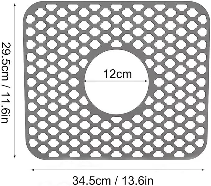 Kitchen Sink Mat 13.6 x 11.6in Silicone Sink Mat Non Slip Sink Protector for Farmhouse Kitchen Grey
