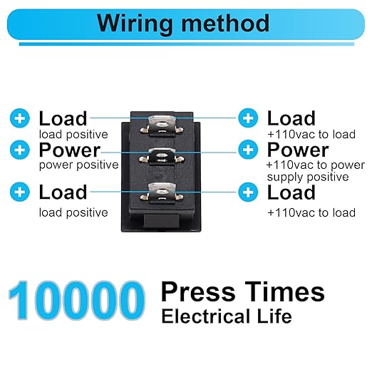 TWTADE 6Pcs 12V Rocker Switch On/Off/On 3 Pin 3 Position Car Auto Boat Rocker Toggle Switch AC 6A/250V 10A/125V KCD1-2-103-BK