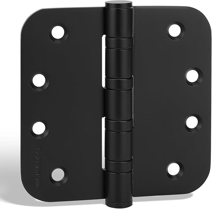goldenwarm 6 Pack 4'' Black Ball Bearing Door Hinges – Heavy Duty Stainless Steel Hinges for Interior & Exterior Doors, 5/8'' Radius Corners