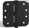 goldenwarm 3 Pack 4'' Black Ball Bearing Door Hinges – Heavy Duty Stainless Steel Hinges for Interior & Exterior Doors, 5/8'' Radius Corners