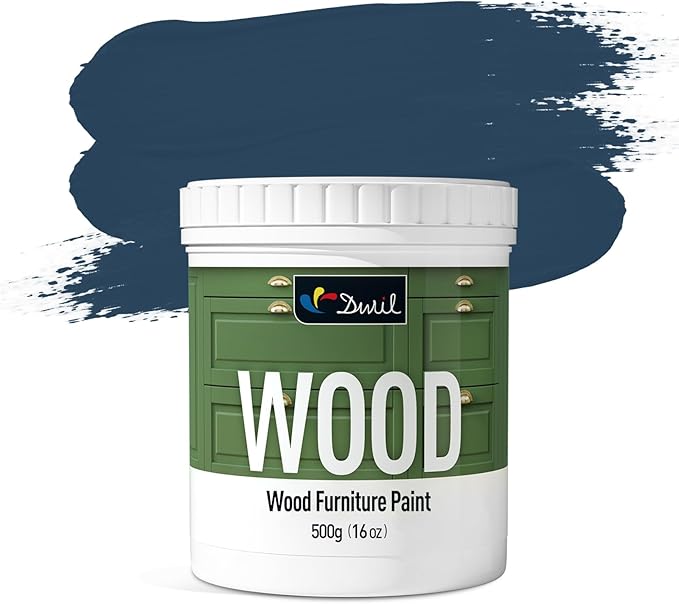 DWIL Matte Finish Furniture Paint - 16 Oz Wood Paint for Cabinets, Doors, Tables, and Dressers Refinishing - Water-Based, Non-Toxic & Odorless, Easy to Apply(Crow Black Blue)-Without Tools