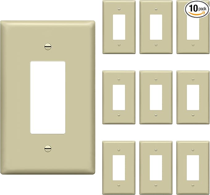 ENERLITES Decorator Light Switch or Receptacle Outlet Wall Plate, Gloss Finish, Over-Size 1-Gang 5.5" x 3.5", Unbreakable Polycarbonate Thermoplastic, UL Listed, 8831O-I-10PCS, Ivory (10 Pack)