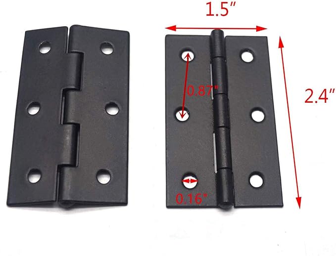 XMHF Cabinet Gate Closet Door Hinges 2.4"x1.5" Home Furniture Hardware Folding Butt Hinges Black with Mounting Screws Pack of 12