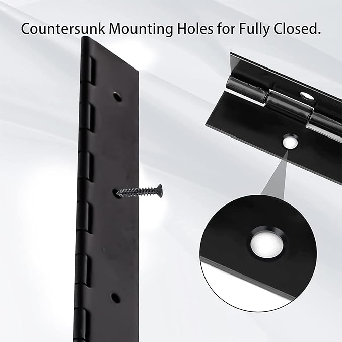 Continuous Piano Hinges, Black 304 Stainless Steel Folding Hinges with Mounting Screws for Doors Cabinets Windows Boxes, 6 Inch (4 Pack)