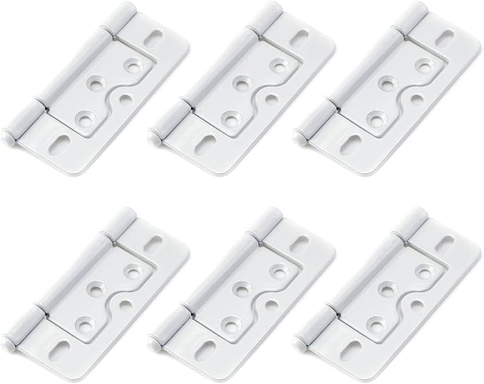 Wealrit 6 pcs White Non-Mortise Hinges Door Hinges 3 Inch Length Heavy Duty Door Hinges Bifold Butt Hinges with Screws