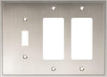 Henne Bery Soft Modern Decorative Wall Plate Switch Plate Outlet Cover (Double Decorator/Single Toggle, Satin Nickel)