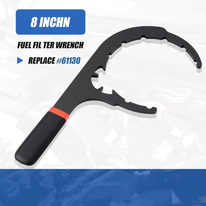 1 Pcs Fuel Filter Wrench 8'' Red and Black | Compatible with Diesel Engines Water Separator, Cap Claw Grip Design, Metal Plastic Build, Easy Removal