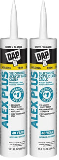 DAP Acrylic Latex Caulk with Silicone, White | Alex Plus | 10.1oz | Pack of 2