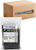 Kable Kontrol Cable Zip Ties, 4 Inch, 40000 Pcs, 18 lbs Test, Black | Nylon Plastic, UV-Resistant, Self Locking, UL Listed, Indoor & Outdoor Use