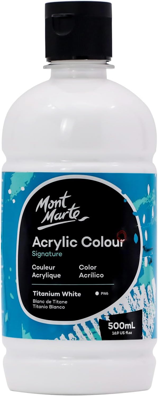 Mont Marte Signature Basic Color Acrylic Paint Set, 16.9oz (500ml), Semi-Matte Finish,Suitable for Canvas, Wood, Fabric, Leather, Cardboard, Paper, MDF and Crafts