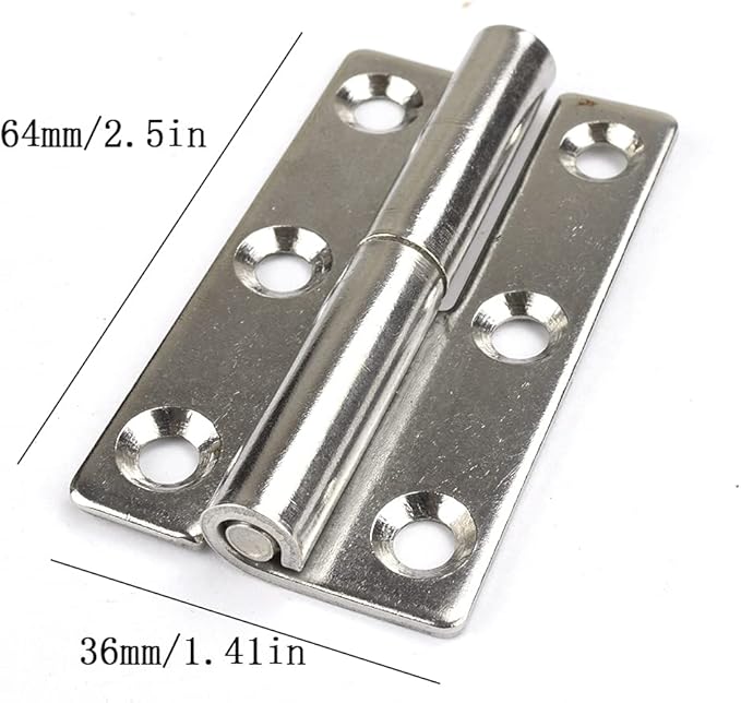 4Pcs 2.5" Detachable Door Hinge,Stainless Steel Rising Butt Right Handed Lift Off Door Hinge