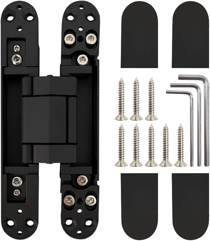Invisible Hinge Concealed Door Hinges Heavy Duty Hidden Hinge up to 176 Pound Doors 3-D Adjustable 7 inch Black - 2 Pack