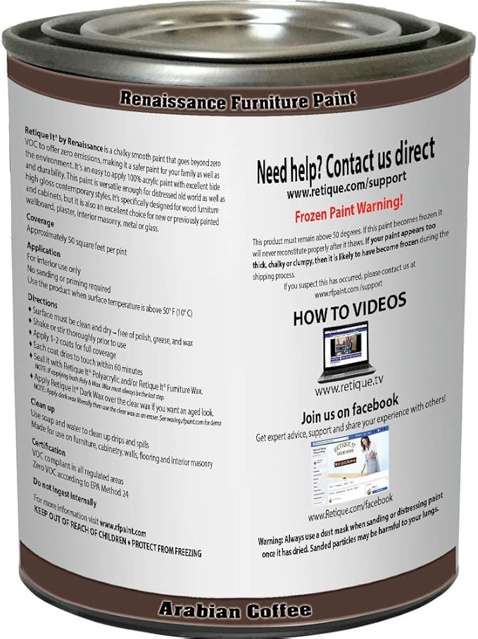 Retique It Chalk Furniture Paint by Renaissance DIY, 6 Piece Set, 14 Arabian Coffee, 32 Ounces