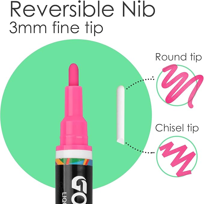 GOTIDEAL Liquid Chalk Markers, Fine Tip 8 Colors Washable Window Chalkboard Glass Pens, Paint and Drawing for Car, Blackboard, & Bistro,Non-Toxic,Wet Erase - Reversible Tip
