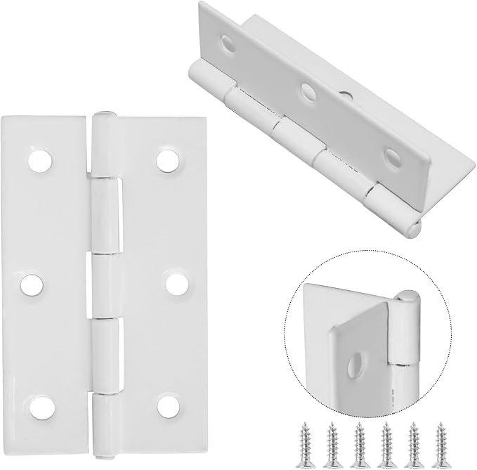 Murtenze 6 Pack 2.5 Inch Door Hinge, White Butt Hinges Ball Bearing Window Outdoor Hinges with Mounting Screws