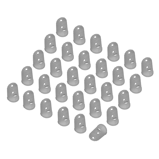 PATIKIL Finger Tip Covers Cots, Grey Silicone Finger Protectors Gloves Breathable Reusable Fingertip Caps with Air Holes for Dry Skin Finger Cracking, L, 30 Pcs