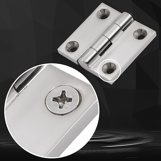 316 Stainless Steel Hinges Marine Grade (2" × 2" or 1-1/2" × 1-1/2" Heavy Duty Boat Hatch Hinge Casting Cabinet Door Hinge with Screws (2" x 2" 12 Pack)