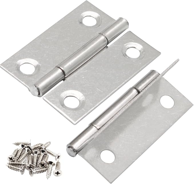 Luomorgo 20 Pack 1.5 Inch Mini Hinges Butt Hinges, Stainless Steel Cabinet Hinges, Small Folding Door Hinge for Wooden Box, Crafts (Silver)