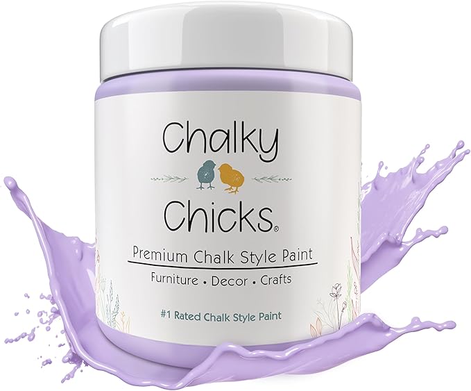 Chalky Chicks 4 Fl Oz Matte Sweet Lilac (Light Purple) Chalk Paint for Furniture Without Sanding - No Prep Furniture Paint No Sanding All in One for Crafts, Wood, Cabinet, Metal, Dresser, Farmhouse