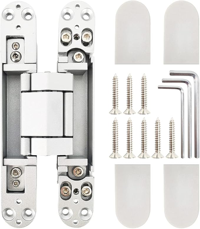 Invisible Hinge Concealed Door Hinges Heavy Duty Hidden Hinge up to 176 Pound Doors 3-D Adjustable 7 inch Silver - 1 Pair