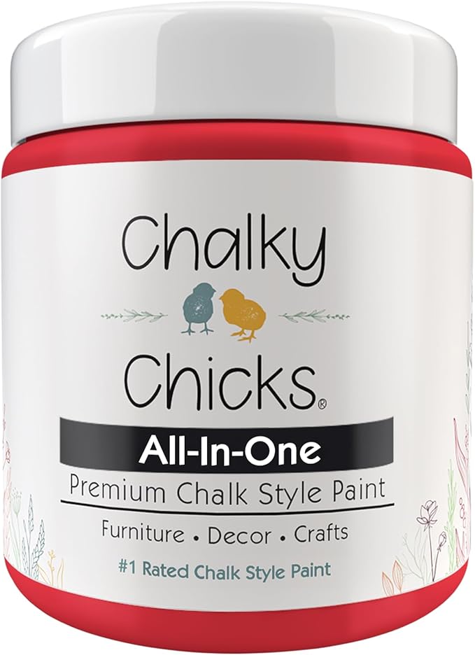Chalky Chicks 4 Fl Oz Matte Poppy (Deep Red-Pink) Chalk Paint for Furniture Without Sanding - No Prep Furniture Paint No Sanding All in One for Crafts, Wood, Walls, Cabinet, Metal, Dresser, Farmhouse