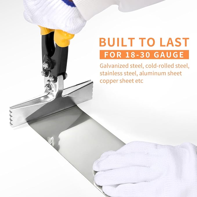 PLATATO 6 Inch Hand Seamers Sheet Metal Bender Tools for Bending, Seaming and Straightening 18-30 Gauge Sheet Metal, Duckbill Pliers for HVAC Work, Duct Work, DIY and Repair Projects