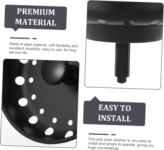 Homoyoyo 2pcs Metal Sink Drain Strainer Stopper Kitchen Sink Filter for Hair and Food Debris Easy to Install and Remove